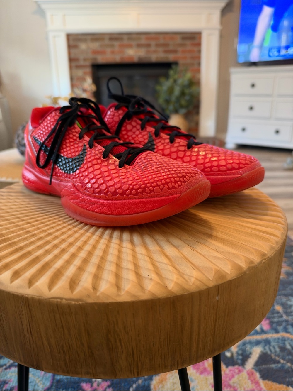 Nike Kobe Red Mesh Basketball Sneakers with Black Swoosh
